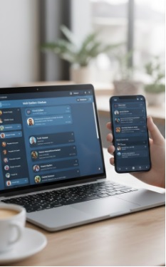 Modern web sohbet odaları ve mobil chat arayüzü görünümü